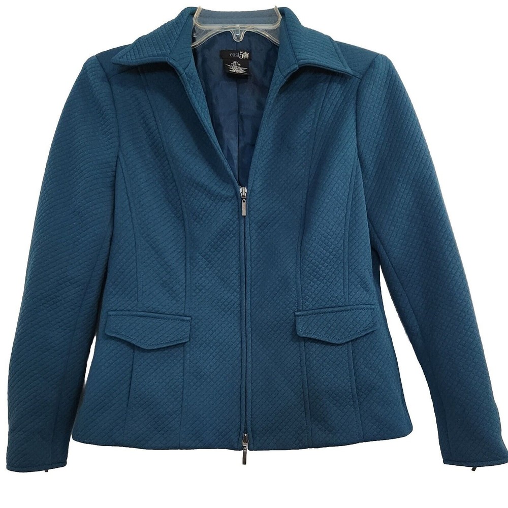 EAST 5TH Jacket Womens Petite Size 4P Green Blue Aqua Quilted Full Zip